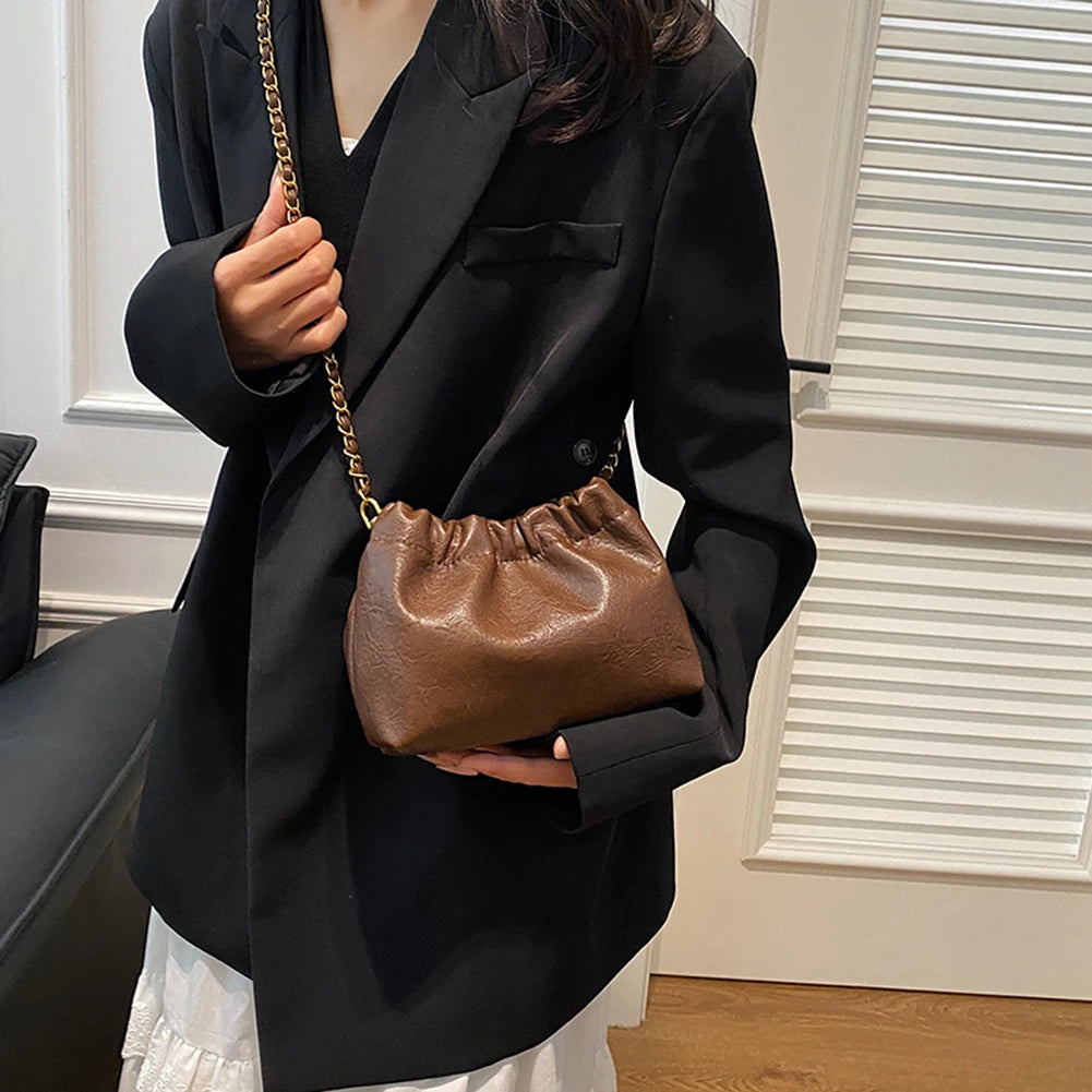 MOJOYCE Damen PU-Leder Crossbody Tote Bag – Cloud Pleated Hobo Bag für Alltag & Dating