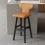 Luxus Barhocker aus Leder & Holz – Moderner minimalistischer Design-Barstuhl im italienischen Stil für Restaurant, Bar & Theke