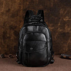 MOTAORA Retro Mini Leder Rucksack Unisex – Handgefertigter Echtleder Chest- &amp; Sling-Backpack im Vintage-Stil 