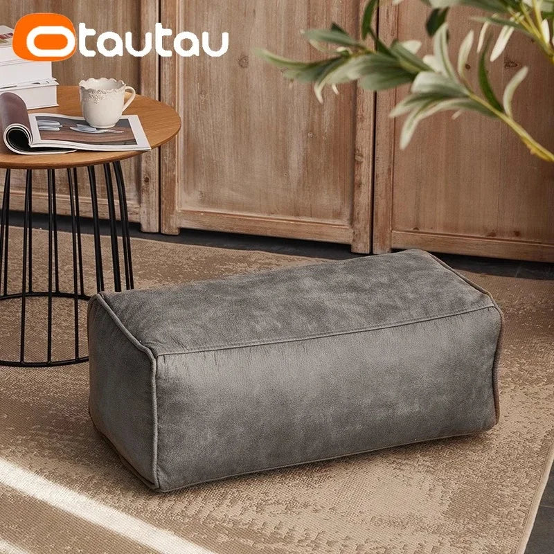 Großer Puf Sofá Bezug en Lederoptik 100 cm - Puf Hülle für Sitzsack, Lounge Sessel &amp; Puff, Diseño Retro ohne Füllung 