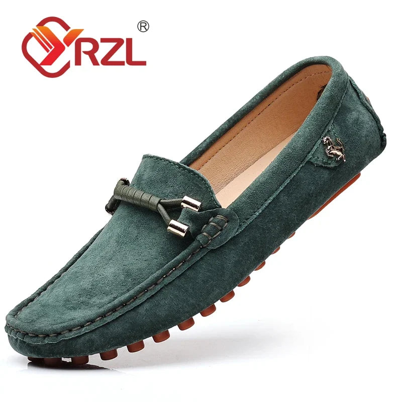 YRZL Herren Wildleder Loafer – Weiche Driving Mokassins aus echtem Leder, Slip-On Flats in Übergrößen bis 48