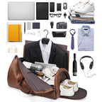 Extra große Leder Duffle Bag mit Schuhfach – Wasserdichte Weekender Reisetasche mit verstellbarem Schultergurt, ideale Travel- & Hiking Tasche