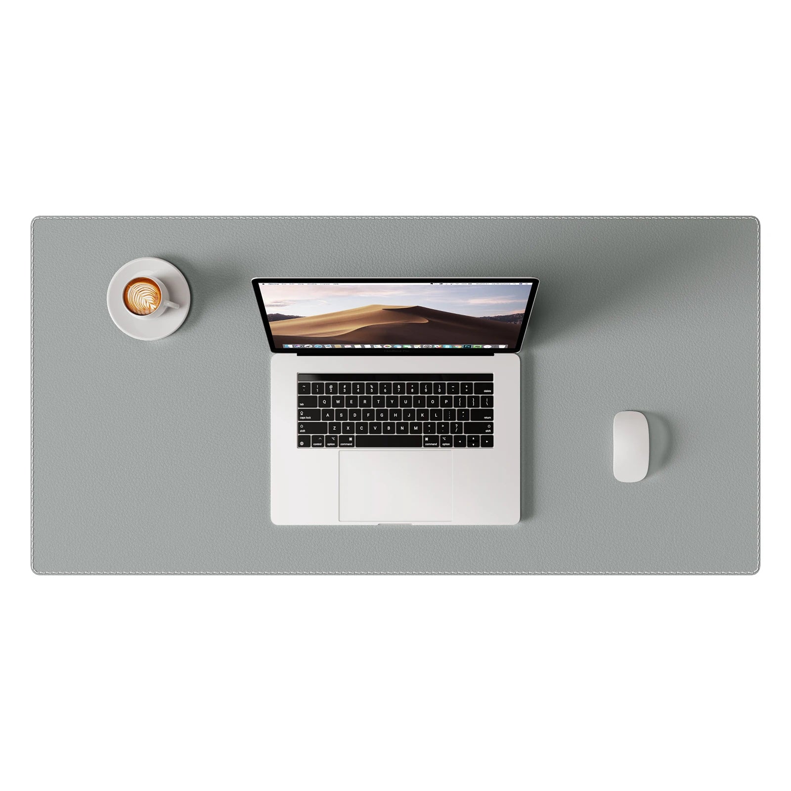 Große Leder Schreibtischunterlage mit genähten Kanten – Rutschfeste PU Leder Desk Mat & Mousepad für Büro, Homeoffice & Schule