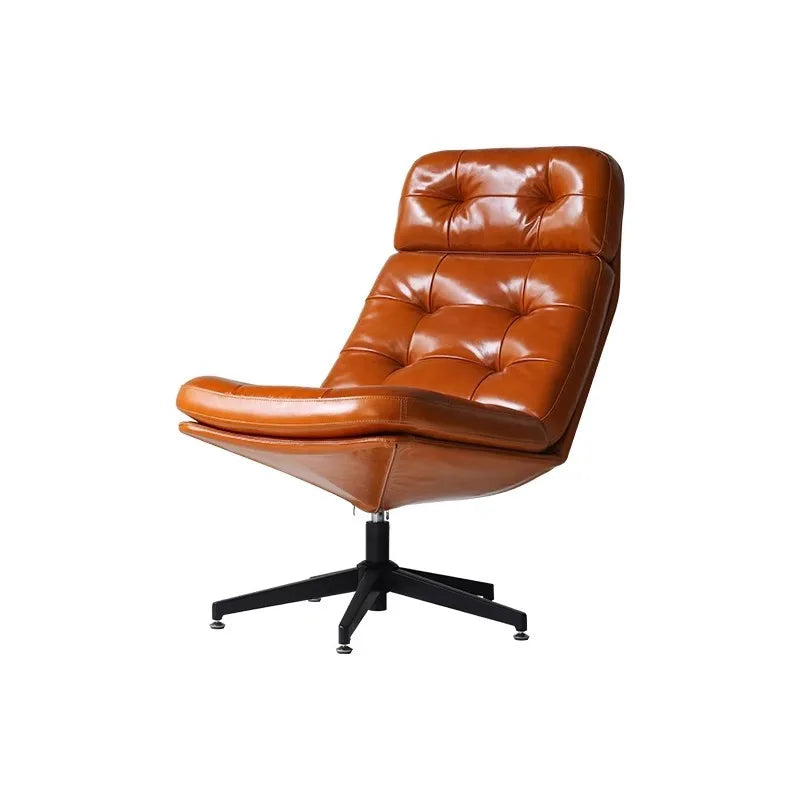 Nordic Light Luxury Bauhaus Ledersessel – Drehbarer Harburg Chair aus Leder &amp; Massivholz, exclusivo sofá individual Relaxstuhl para Wohnzimmer &amp; Büro 
