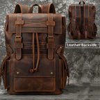 LUUFAN Großer Leder Rucksack Herren – Vintage Laptop Rucksack aus echtem Rindsleder für 17 Zoll, Schule, Reise & Alltag