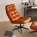 Nordic Light Luxury Bauhaus Ledersessel – Drehbarer Harburg Chair aus Leder &amp; Massivholz, exclusivo sofá individual Relaxstuhl para Wohnzimmer &amp; Büro 