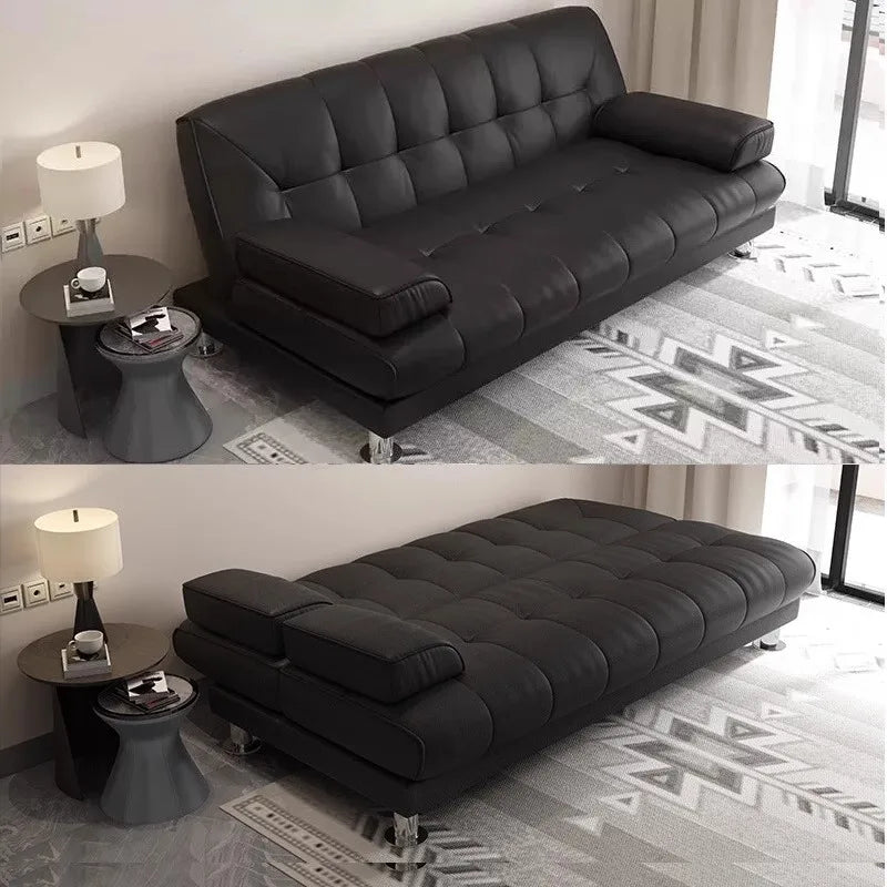 Klappbares Leder Schlafsofa – Modernes 2-in-1 Sofa & Bett für kleine Wohnungen, multifunktionales Wohn- und Bürosofa