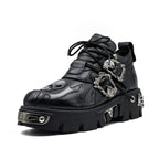 Unisex Vintage Punk Boots mit Plateau – Dunkle Rock-Stiefel im Retro-Design mit Metall-Details & Schnürung (Damen & Herren)