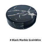 6er Set Kunstleder Untersetzer in Marmor-Optik mit Halter – Rutschfeste & wasserdichte Getränkeuntersetzer für Bar, Küche & Esstisch