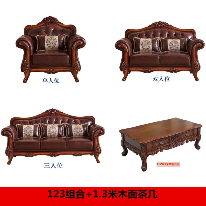 Luxuriöses Europa Ledersofá für Wohnzimmer – U-förmiges Designer-Sofa aus echtem Rindsleder &amp; Massivholz im skandinavischen Stil