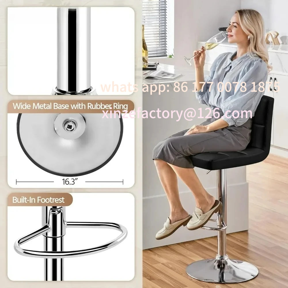 Barhocker 4er Set aus PU-Leder – Höhenverstellbare 360° Dreh-Barstühle mit Rückenlehne für Küche, Theke & Bar