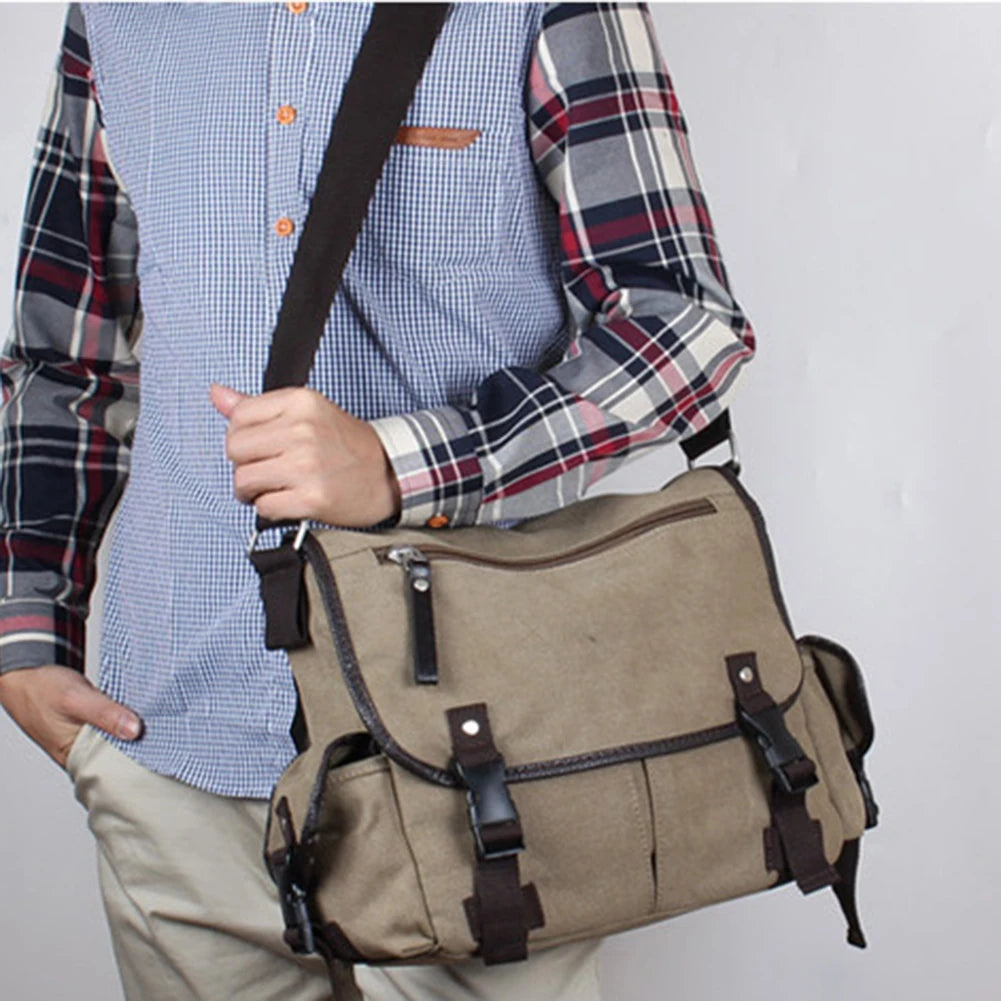 pb Peggybuy Herren Canvas Messenger Bag – Vintage Schultertasche & Satchel mit Multi-Fächern für Reisen, Arbeit und Freizeit