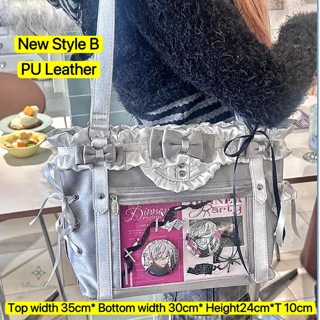 Y2K Ita Bag Damen – Sac fourre-tout transparent et bandoulière au style japonais Lolita, grand sac fourre-tout DIY Display 