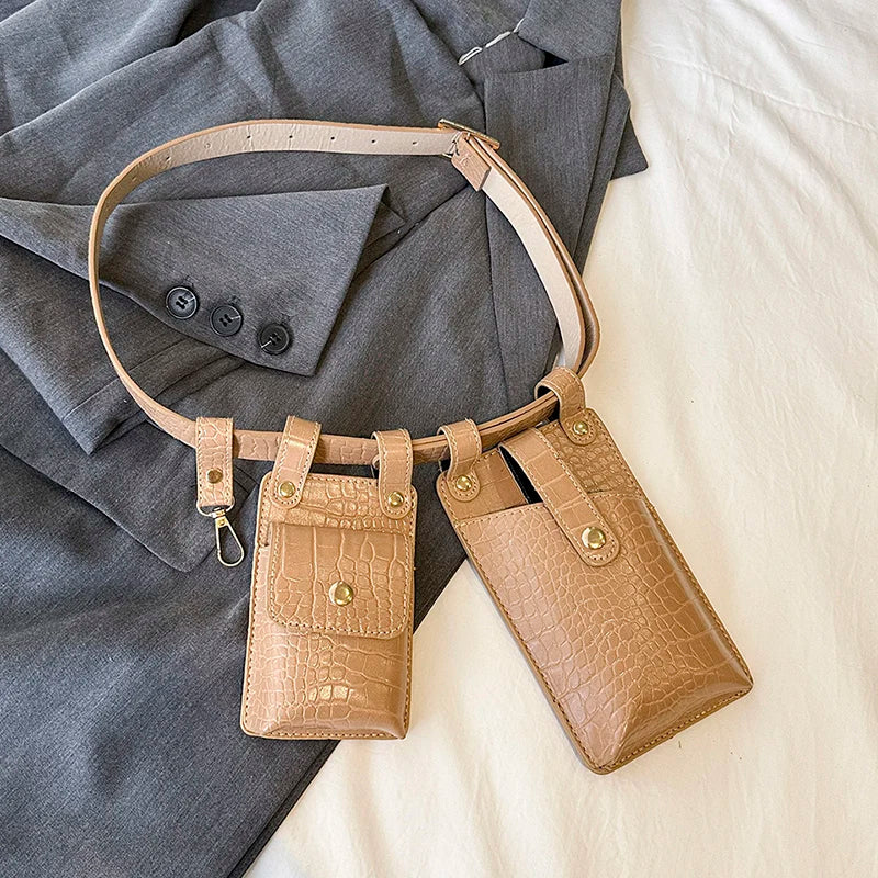 LXHYSJ Damen 2-in-1 Bauchtasche – Leder Crossbody & Chest Bag, Designer Mini Fanny Pack für Frauen 2024