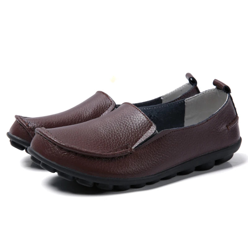 HAJINK Damen Flats 2024 – Weiche Slip-On Loafers aus echtem Leder, elegante Moccasins für Alltag & Freizeit, Plus Size