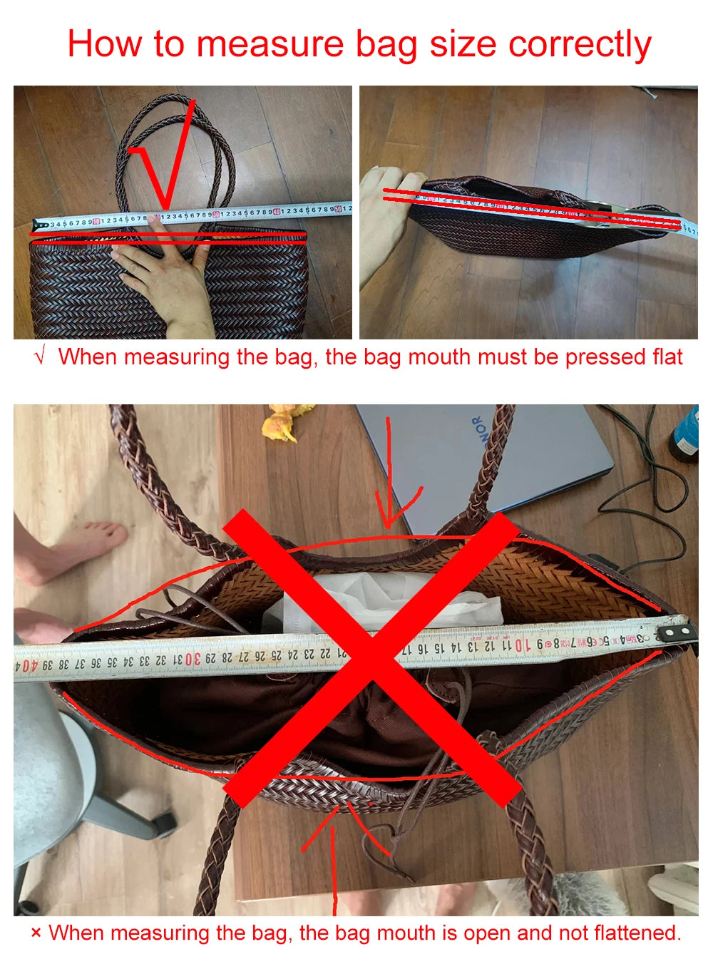 Damen Schultertasche aus echtem Leder – Handgeflochtene Vintage Tote Bag aus Rindsleder, große Shoppingtasche