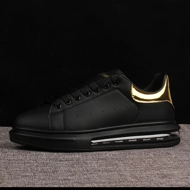 HUISONG Herren Sneakers – Designer Casual Schuhe aus Leder, Plattform-Sneaker, modisch & komfortabel für Alltag und Walking