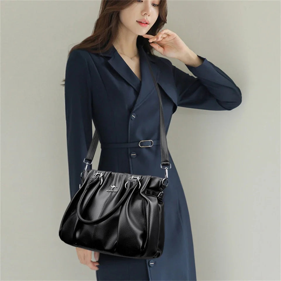 Luxuriöse Damen Casual Tote Bag aus weichem Leder – Hochwertige Designer Handtasche für Alltag, Beruf & Pendeln