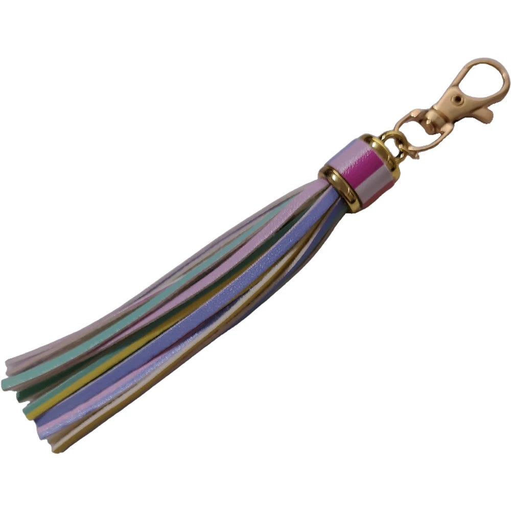 Edler Leder Quasten Schlüsselanhänger mit Karabinerhaken – Eleganter Tassel Keychain & Taschenanhänger in Goldoptik für Damen