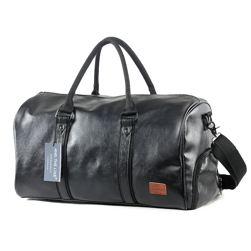 OLN Herren Leder Gym Bag – Große Fitness- & Reisetasche mit Schuhfach, Schulter- und Crossbody-Trageoptionen