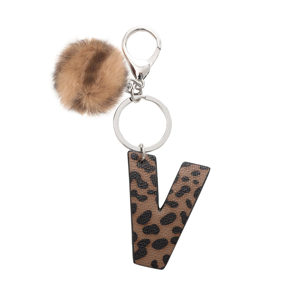 Modischer Leoparden Alphabet Schlüsselanhänger aus Kunstleder – Exquiser Buchstaben-Keyring as Handtaschen-Charm &amp; Geschenk 