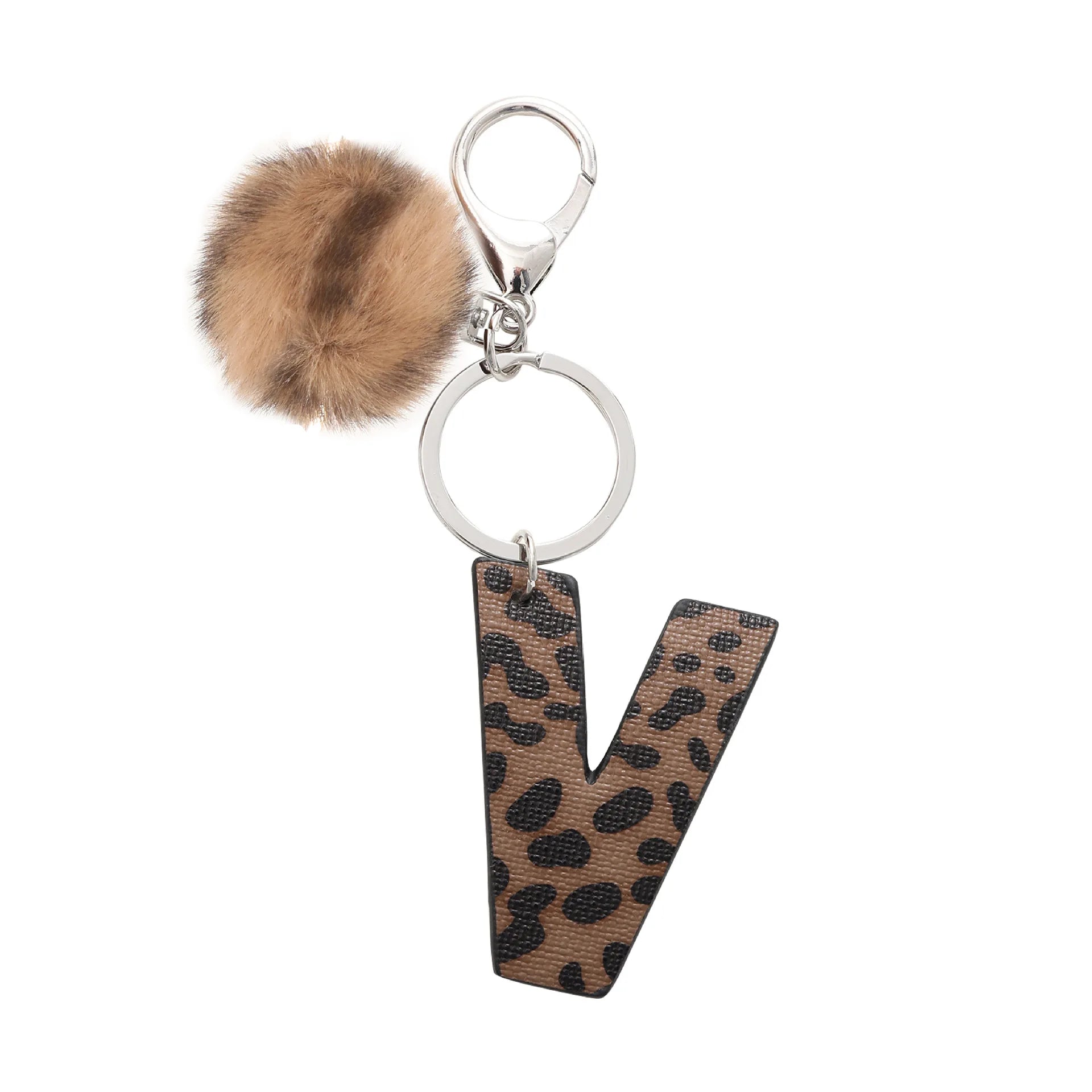Modischer Leoparden Alphabet Schlüsselanhänger aus Kunstleder – Exquisiter Buchstaben-Keyring als Handtaschen-Charm & Geschenk