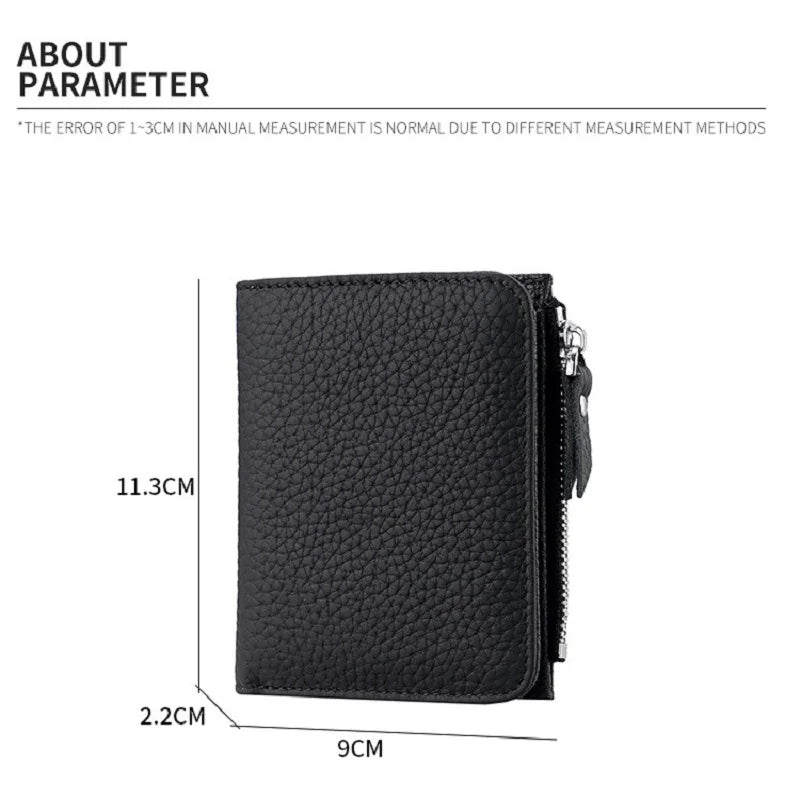 Genuine Leather Damen RFID Geldbörse – Kleine Bifold Kurzbörse mit Reißverschluss-Münzfach & Mehrfachkartenhalter