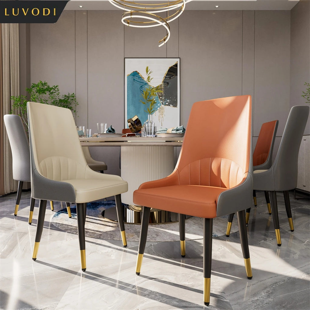 LUVODI Set aus 2 Esszimmerstühlen mit Armlehnen – Gepolsterte Dining Chairs aus Mikrofaserleder mit breitem Sitz, moderner Leisure Chair
