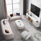 Luxuriöses Vollleder Designer-Sofa – Modernes 2,8 m Lounge-Sofa aus Rindsleder mit Latex-Polsterung, nordischer Light-Luxury-Stil pour Wohnzimmer &amp; Flur