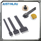 3-teiliges Leder Stichlocheisen Set 4 mm – Diamant-Lochstanzer aus legiertem Stahl für Gürtel & Lederhandwerk (2/4/6 Zähne)