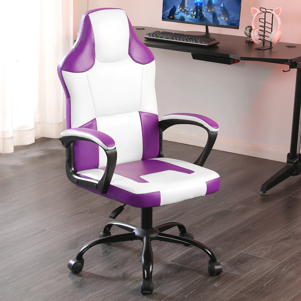Ergonomischer Gaming Chair aus PU-Leder – Höhenverstellbarer Gamer- & Bürostuhl mit hoher Rückenlehne, Drehfunktion & Rollen für Erwachsene & Jugendliche