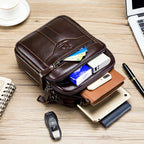 LAOSHIZI Herren Leder Crossbody Bag – Modische Retro Schultertasche aus Echtleder für Männer