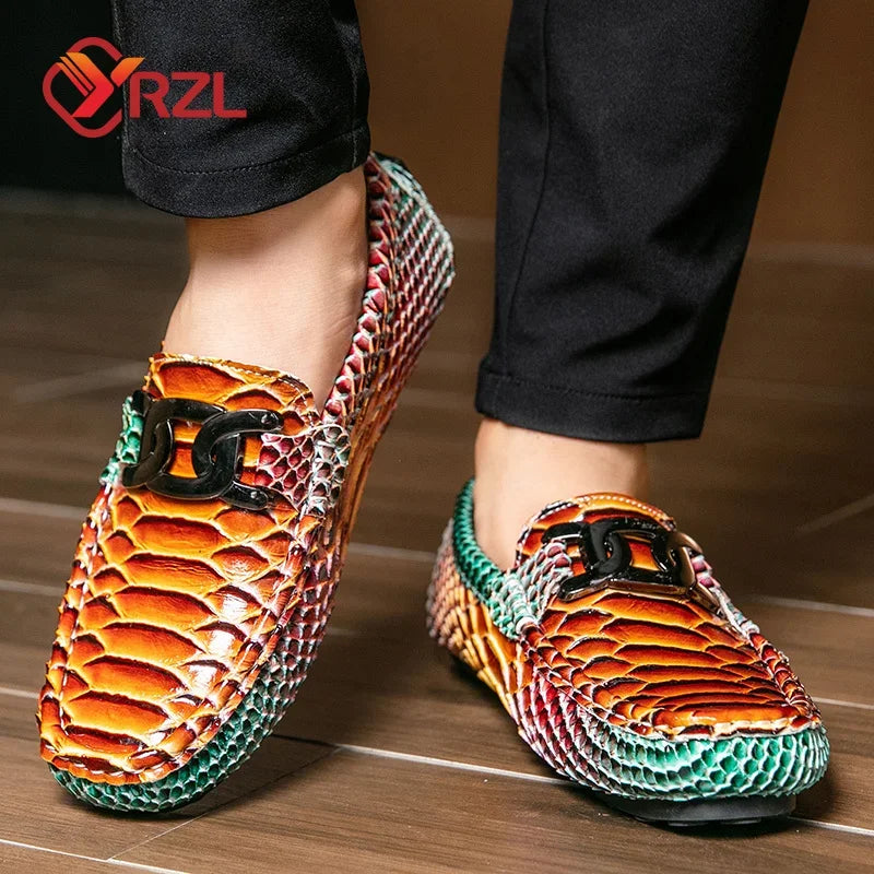 YRZL Herren Loafer aus PU-Leder – Komfortable Mokassins, Handgefertigte Driving Shoes in Übergrößen bis 48