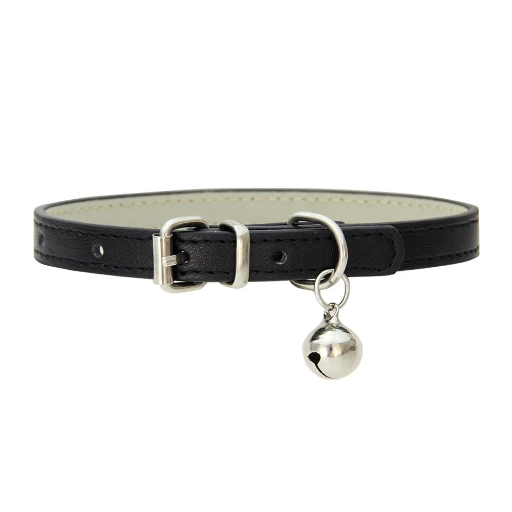 PU Leder Hundehalsband mit Glöckchen – Leichtes, farbenfrohes Halsband für Hunde & Katzen (Chihuahua, Welpen & Katzen)