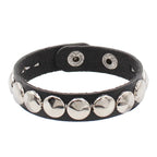 Punk Nieten Kettenarmband aus PU-Leder – Rock Style Lederarmband mit Spikes & Metallkette, Unisex Wristband für Damen & Herren