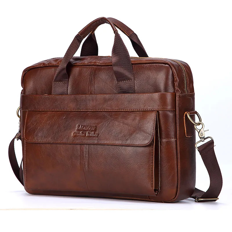 LACHIOUR Herren Lederhandtasche – Casual Business Laptop Messenger Bag für 15,6 Zoll, Reise & Alltag