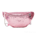 MOONBIFFY Damen Glitzer Fanny Pack – Glänzende Bauchtasche & Schultertasche aus PU-Leder, Trendige Reisetasche