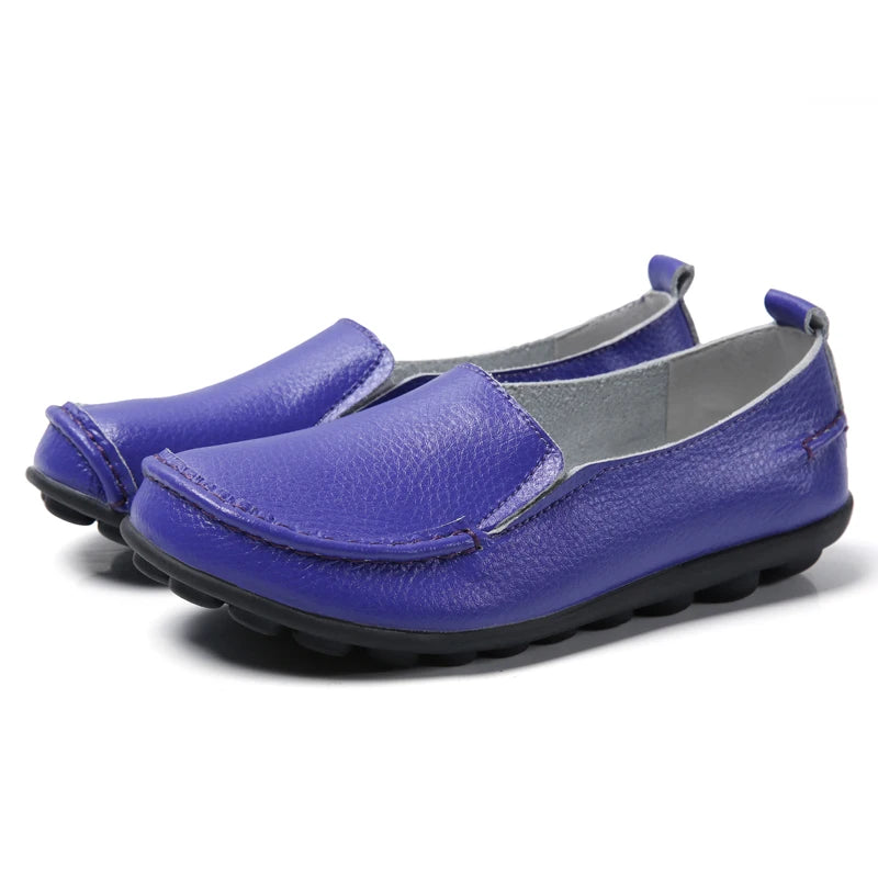 HAJINK Damen Flats 2024 – Weiche Slip-On Loafers aus echtem Leder, elegante Moccasins für Alltag & Freizeit, Plus Size