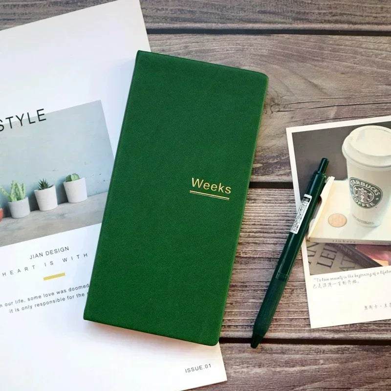 Elegantes Wochenplaner Notizbuch aus PU-Leder – Perfekt für Arbeit, Studium & Zeitmanagement