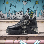 Unisex Vintage Punk Boots mit Plateau – Dunkle Rock-Stiefel im Retro-Design mit Metall-Details & Schnürung (Damen & Herren)