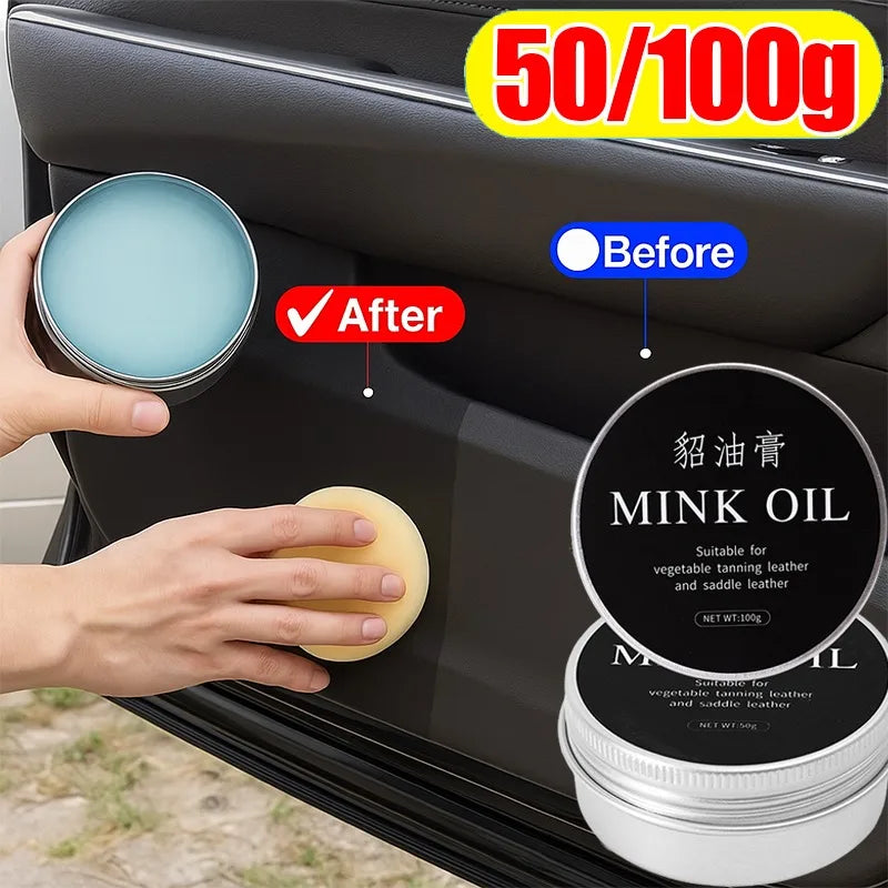 100g Lederpflege & Leder Reparatur Creme mit Minköl – Intensive Lederaufbereitung für Auto, Sofa & Möbel