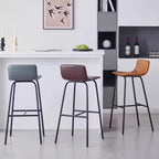 Leder Barstuhl für Balkon & Wohnraum – Moderner Nordic Minimalist Barhocker aus Echtleder mit Carbonstahlgestell