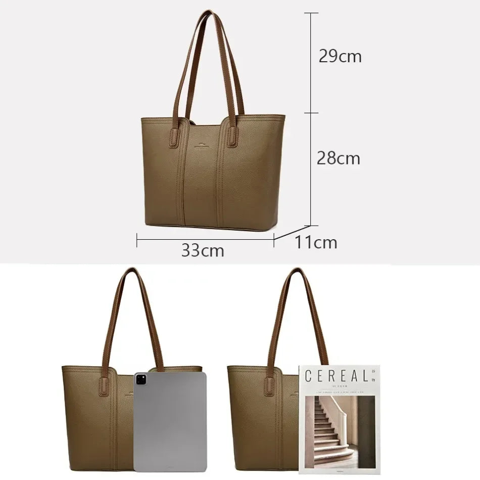 Große Damen Schultertasche aus weichem Leder – Hochwertige Designer Tote Bag 2024, vielseitige Messenger- & Shopping-Handtasche
