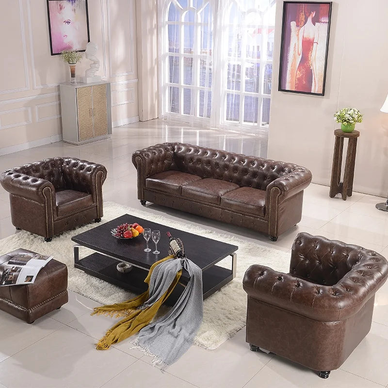 Modernes Chesterfield Sofa Set mit Knopfheftung – Elegantes U-förmiges Polstersofa für stilvolle Wohnzimmer