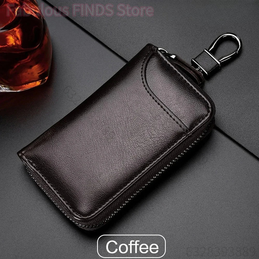 Echtleder Schlüsselmäppchen mit Schlüsselring - Bolsa para llaves y organizador unisex Geldbörse aus Rindsleder für Schlüssel, Karten &amp; Bargeld 