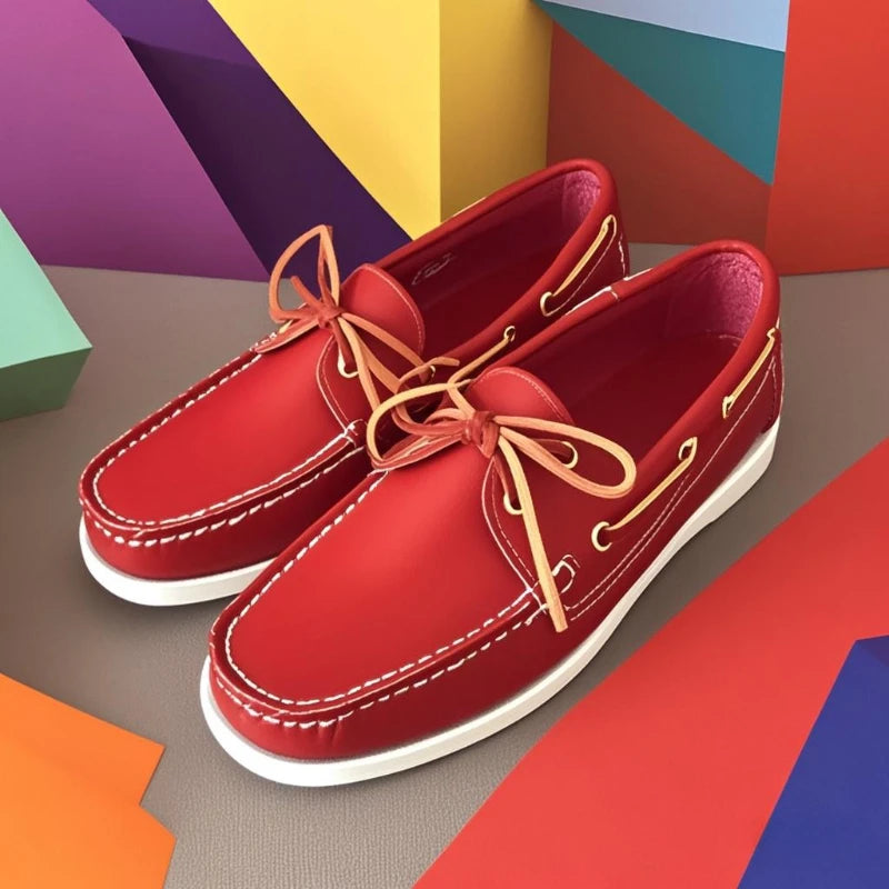 Handgefertigte Herren Bootsschuhe aus echtem Rindsleder – Klassische Leder Mokassins & Casual Loafer für Alltag und Freizeit