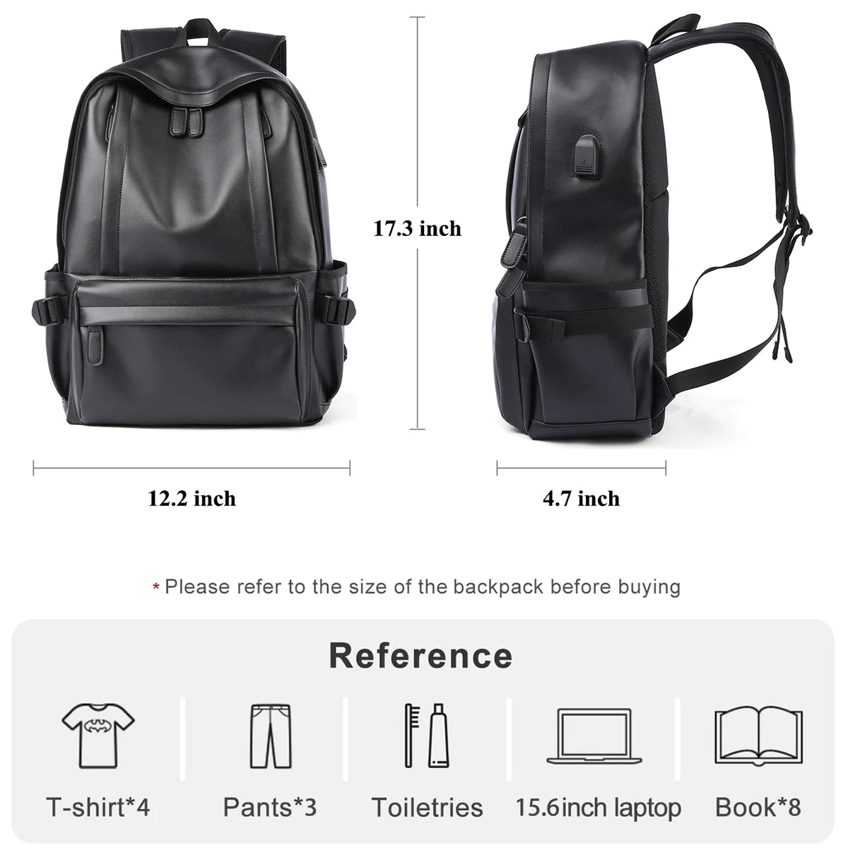 TANGHAO Leder Laptop Rucksack Unisex – Wasserfester Business Daypack mit USB-Port für 14–15,6 Zoll, Pendeln & Reisen