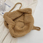 Damen Strick-Schultertasche – Große Hobo Bag aus gehäkeltem Mesh für Sommer, Strand & Alltag