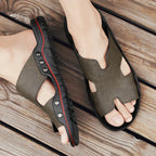 Herren Sommer Slipper aus echtem Leder – Atmungsaktive Clogs & Slides mit rutschfester Sohle, Bequeme Beach- & Outdoor-Sandalen in großen Größen