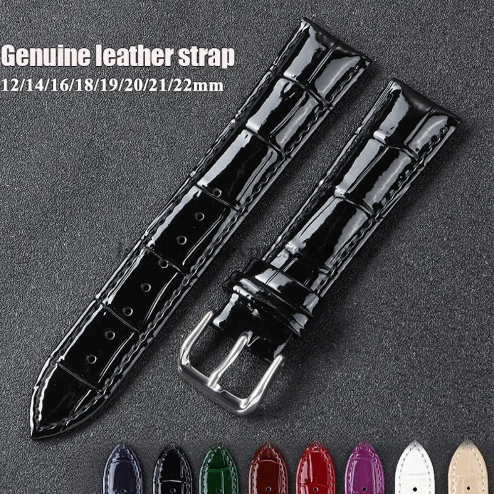Glänzendes Leder Uhrenarmband aus Kalbsleder – Elegantes Business-Armband in 12–22mm für Damen & Herren